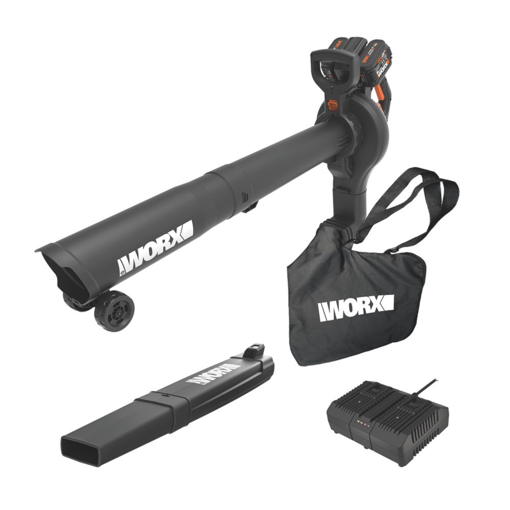 Image of Worx WG583E 40V 2 x 4.0Ah Lithium PowerShare Brushless Cordless Blower Vacuum 