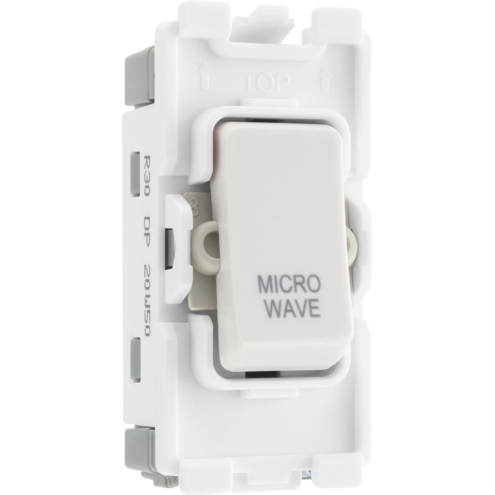 Image of British General Nexus Grid 20A Grid DP Microwave Switch White 
