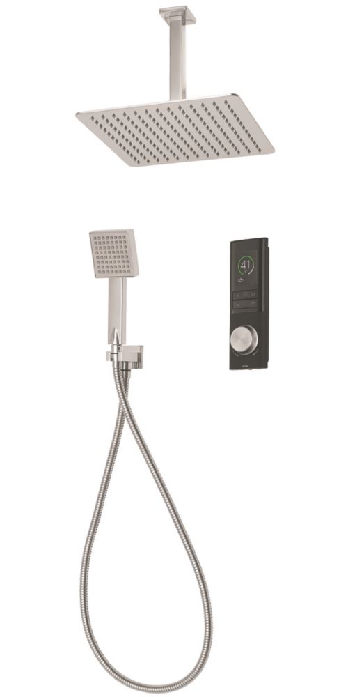 Image of Triton H2ome Gravity-Pumped Ceiling & Rear Fed Dual Outlet Chrome / Black Thermostatic Digital Shower 
