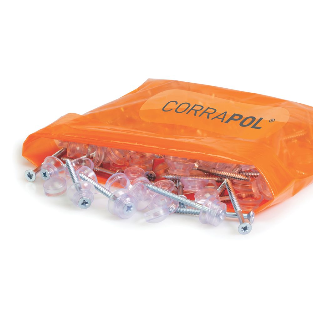 Image of Corrapol Polycarbonate Fixings Clear 60mm x 20mm 50 Pack 