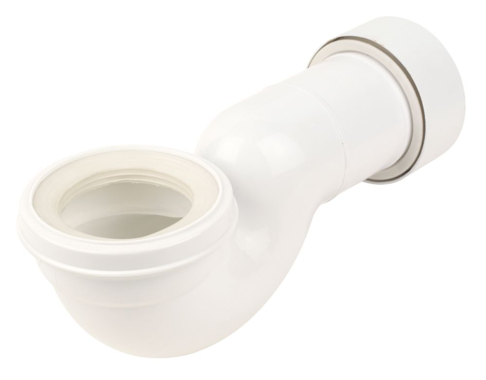 Image of FloPlast Rigid 90Â° Space Saving Pan Connector White 354mm 