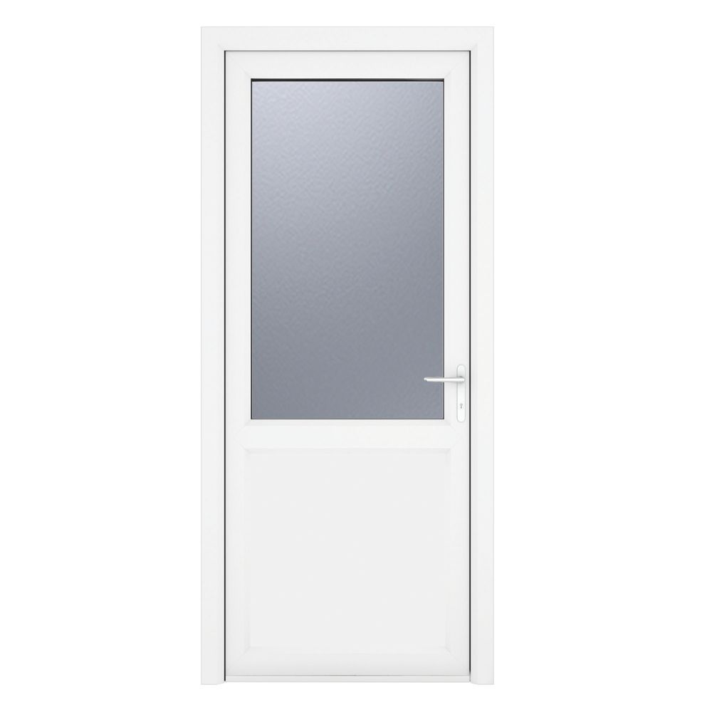 Image of Crystal 1-Panel 1-Obscure Light LH White uPVC Back Door 2090mm x 840mm 