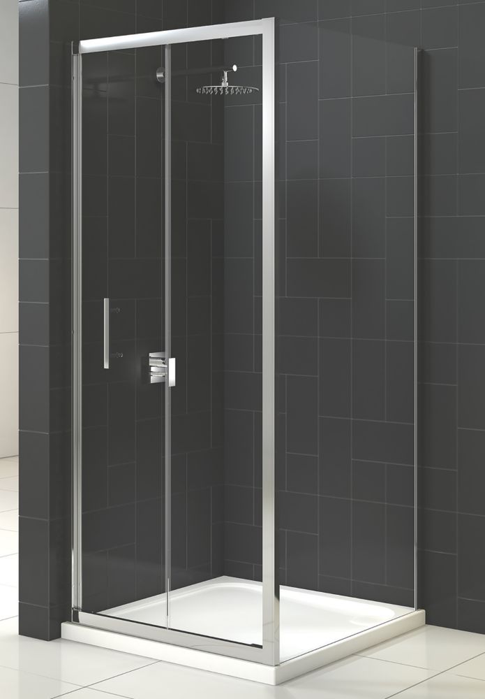 Image of Triton Fast Fix Framed Square Bi-Fold Door with Side Panel Non-Handed Chrome 760mm x 760mm x 1900mm 