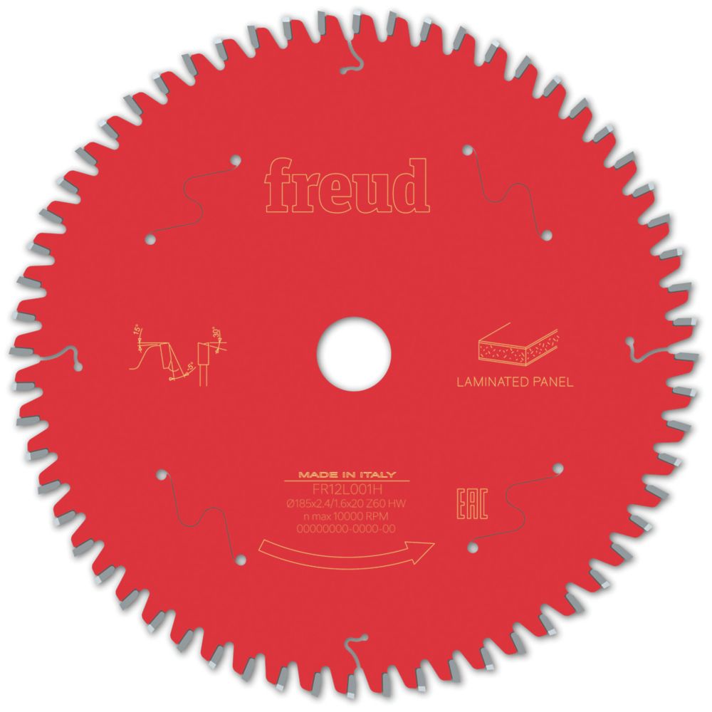 Image of Freud F03FS09801 Laminate Panel Circular Saw Blade 185mm x 20mm 60T 