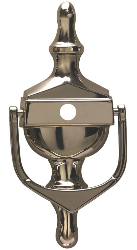 Image of Fab & Fix Classic Door Knocker with Spyhole Polished Gold 76mm x 162mm 