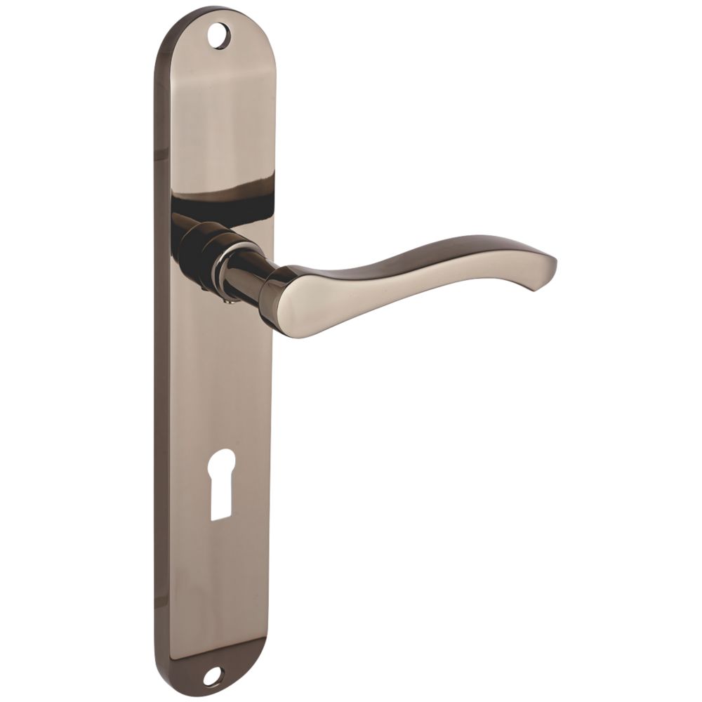 Image of Smith & Locke Bigbury Fire Rated Lever Lock Door Handles Pair Black Nickel 