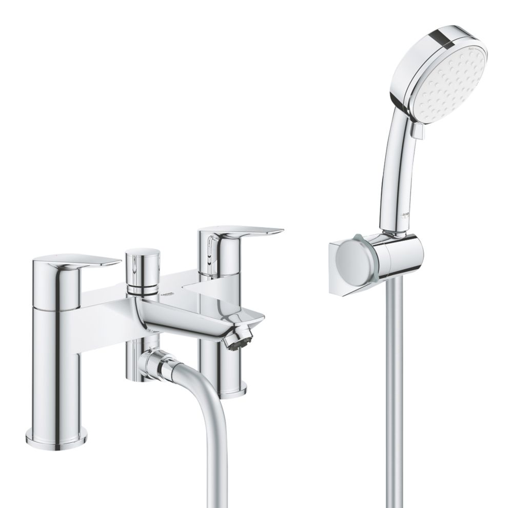 Image of Grohe Start Edge Deck-Mounted Bath Shower Mixer Set Chrome 