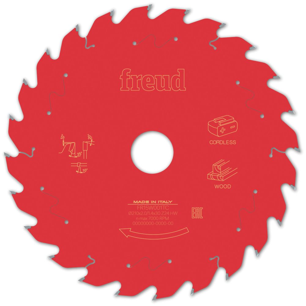 Image of Freud F03FS10068 Wood/Chipboard/MDF Circular Saw Blade 210mm x 30mm 24T 