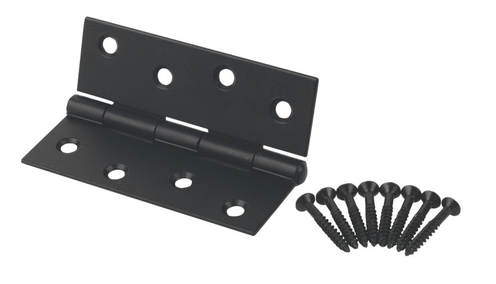 Image of Smith & Locke Antique Black Steel Butt Hinges 102mm x 67mm 2 Pack 