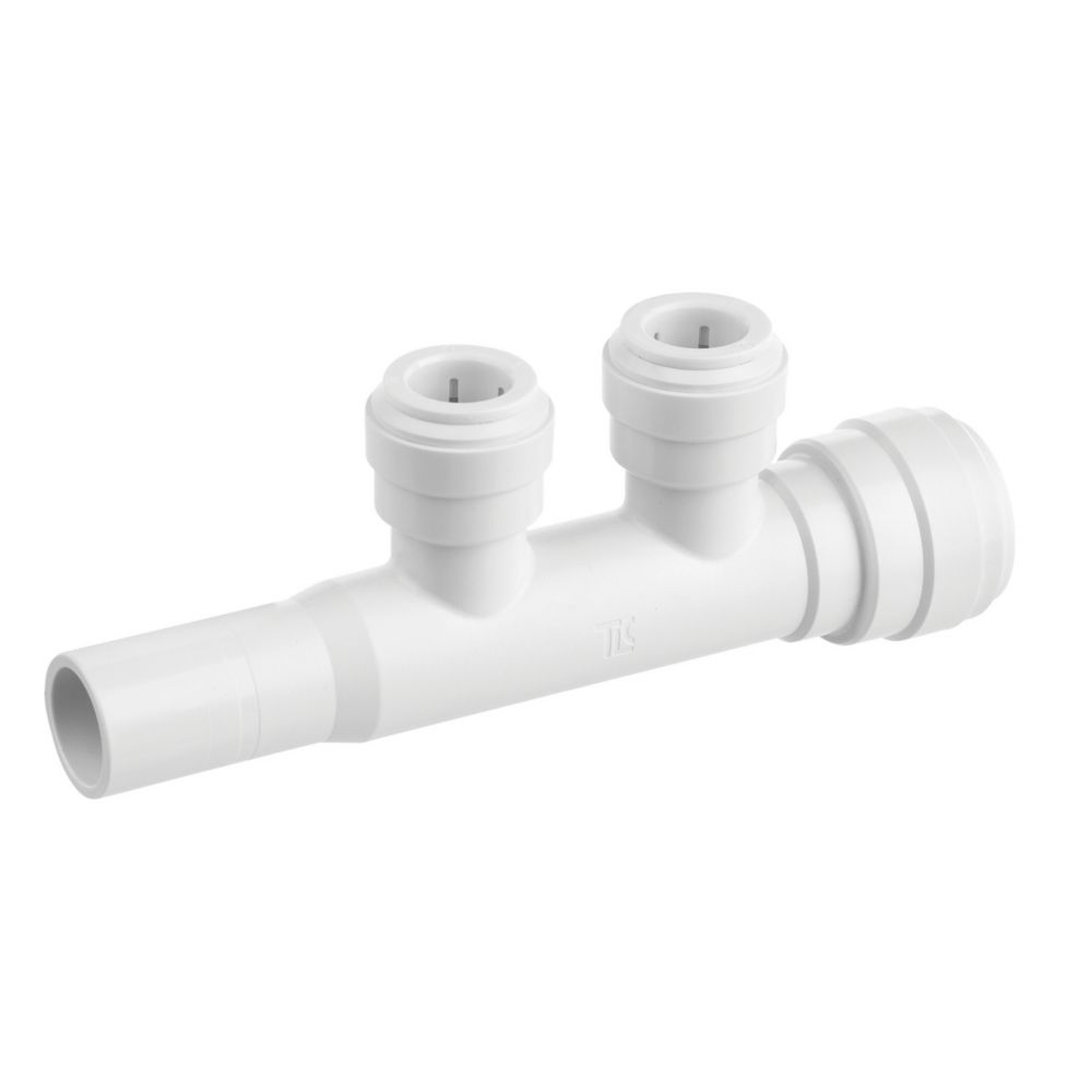 Image of Flomasta SMF6746M2P Plastic Push-Fit Reducing 2 Port Manifold 22mm x 15mm 