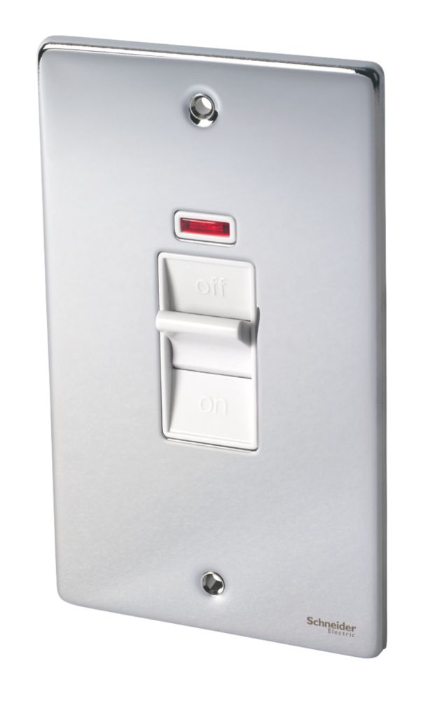 Image of Schneider Electric Ultimate Low Profile 50A 2-Gang DP Control Switch Polished Chrome with Neon with White Inserts 