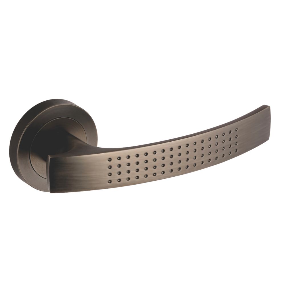 Image of Smith & Locke Compton Fire Rated Lever on Rose Door Handles Pair Pearl Grey 