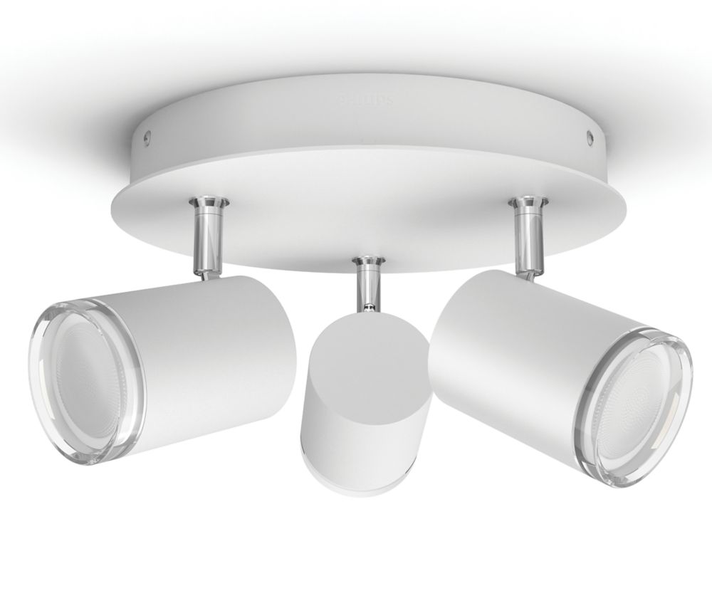 Image of Philips Hue Ambiance Adore LED Round 3-Light Smart Triple Bathroom Spotlight White 5W 350lm 