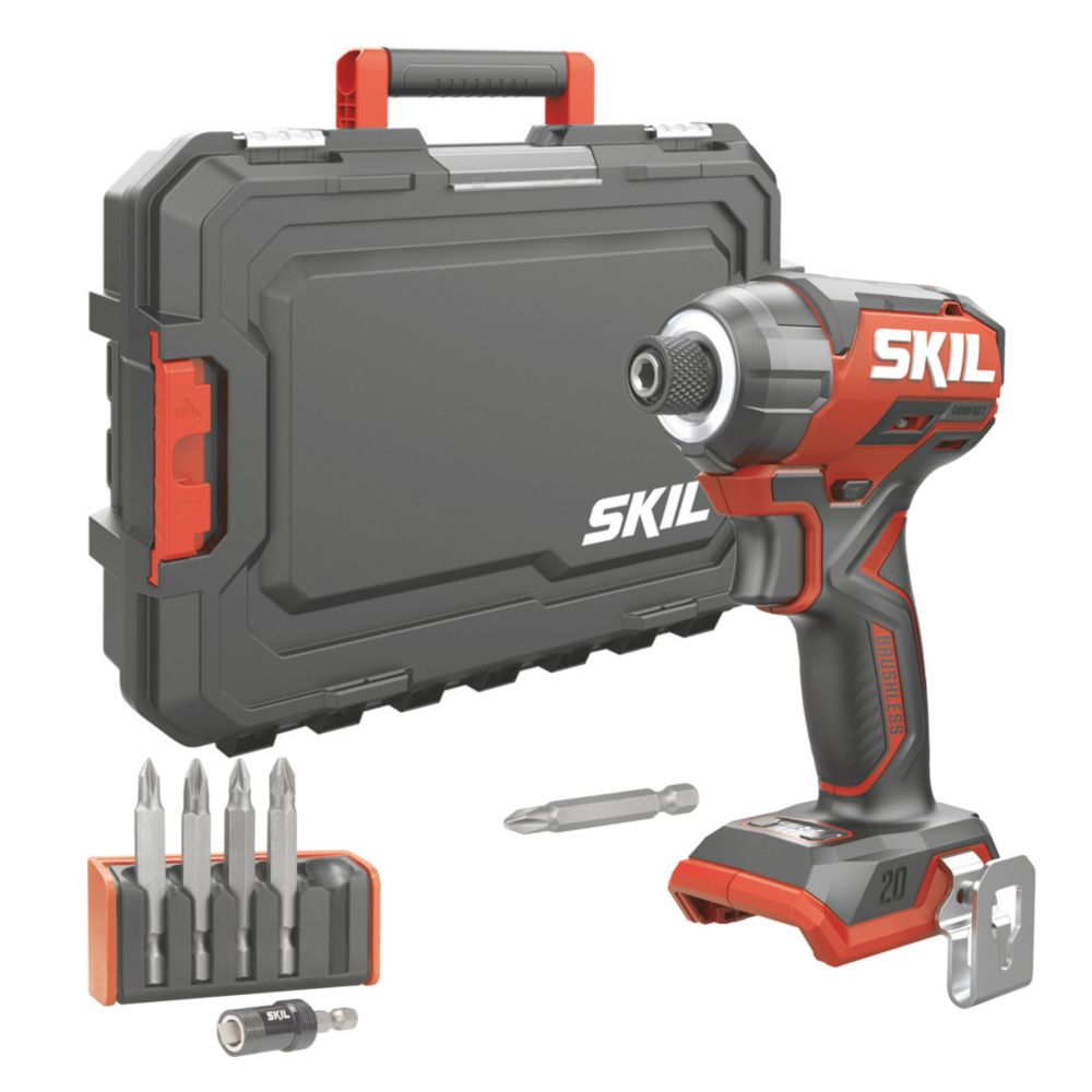 Image of Skil SD1E3225JA 20V Li-Ion PWRCORE 20 Brushless Cordless Impact Driver with Bit Set - Bare 