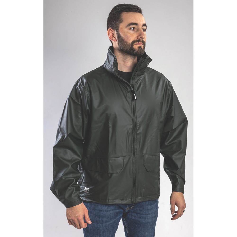 Image of Helly Hansen Voss Waterproof Jacket Dark Green Large Size 43" Chest 