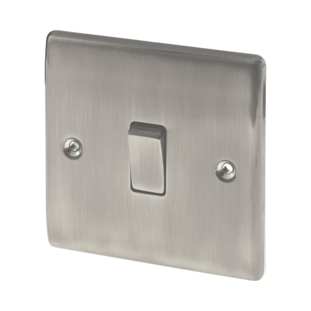 Image of British General Nexus Metal 10AX 1-Gang 2-Way Light Switch Brushed Iridium 