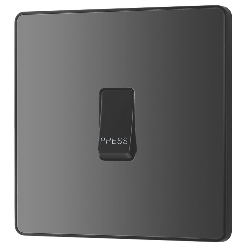 Image of British General Evolve 10A 1-Gang 1-Way Bell Push Switch Black with Black Inserts 