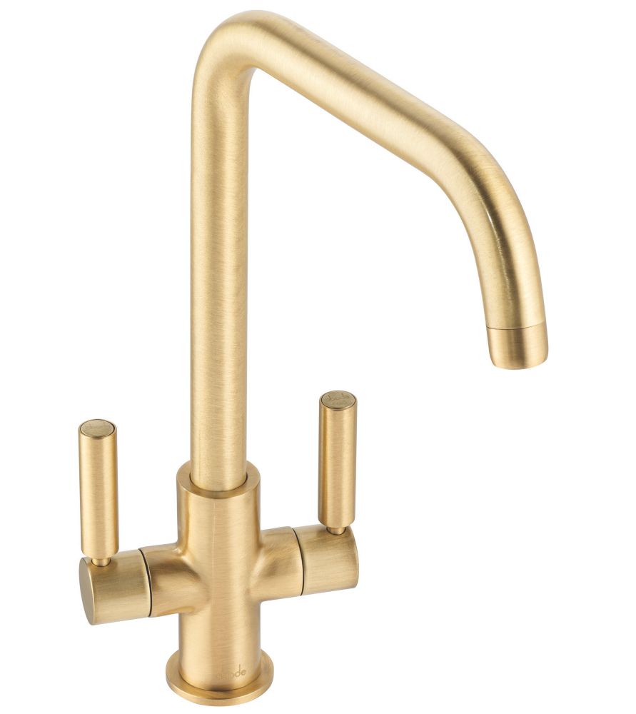 Image of Abode Globe Quad Dual-Lever Mono Mixer Kitchen Tap Brushed Brass 