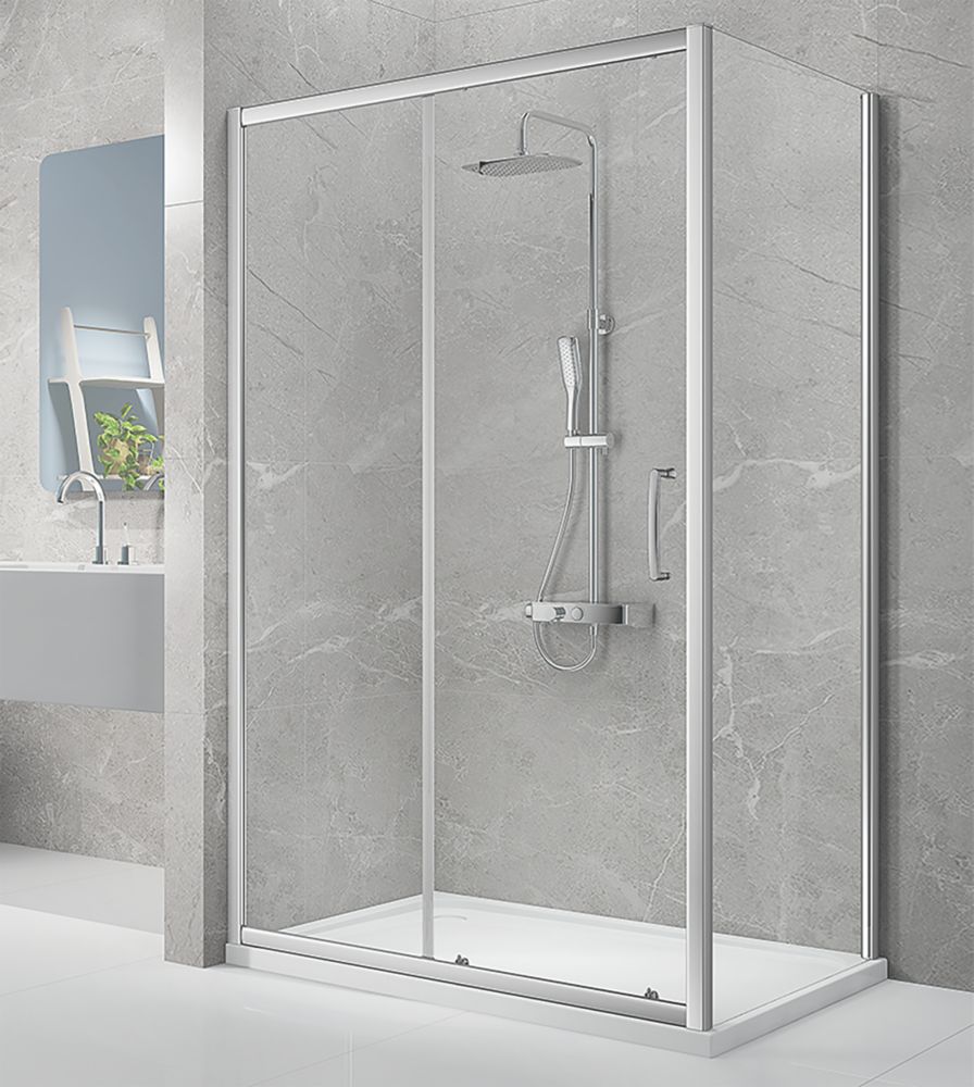 Image of Triton Neo Eight Framed Rectangular Sliding Door Shower Enclosure Reversible Chrome 1000mm x 900mm x 1900mm 