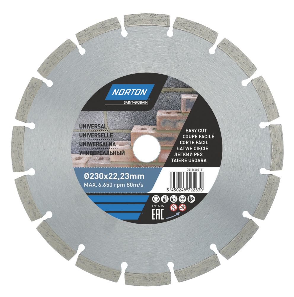 Image of Norton Multi-Material Segmented Diamond Cutting Blade 230mm x 22.23mm 