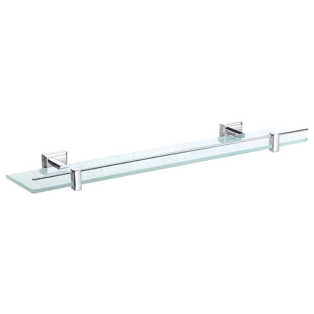 Image of Aqualux Goodwood Chrome Brass Glass Shelf 635mm x 70mm x 145mm 