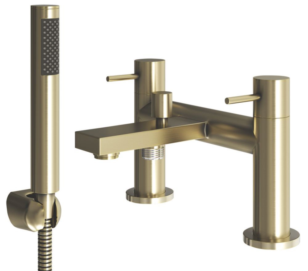 Image of ETAL Blake Deck-Mounted Bath Shower Mixer Tap Brushed Brass 