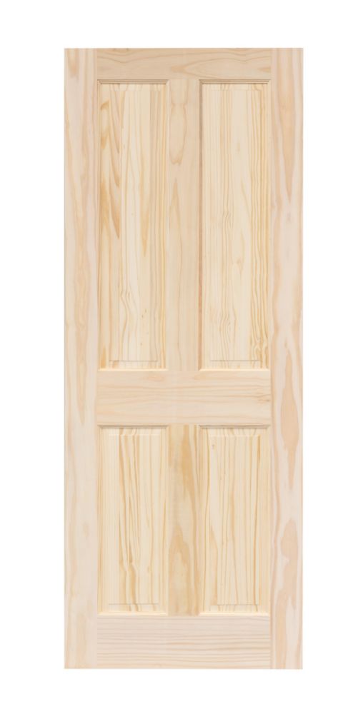 Image of Unfinished Pine Wooden 4-Panel Internal Victorian-Style Door 2040mm x 826mm 