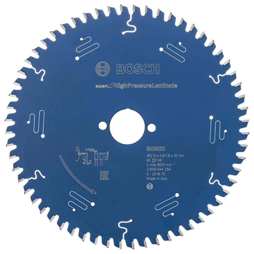 Image of Bosch Expert High Pressure Laminate Circular Saw Blade 210mm x 30mm 60T 