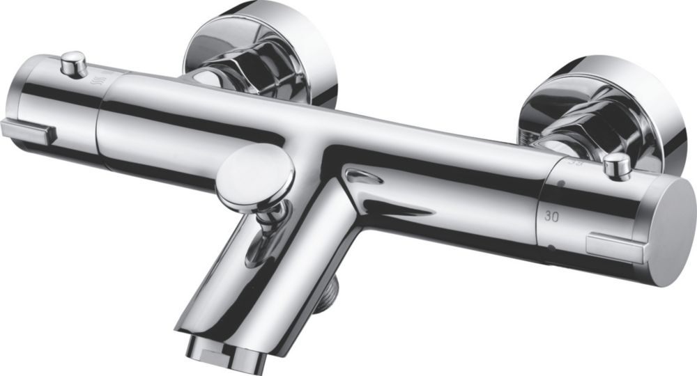 Image of Highlife Bathrooms Stroma Exposed Thermostatic Bath Shower Mixer Fixed Chrome 