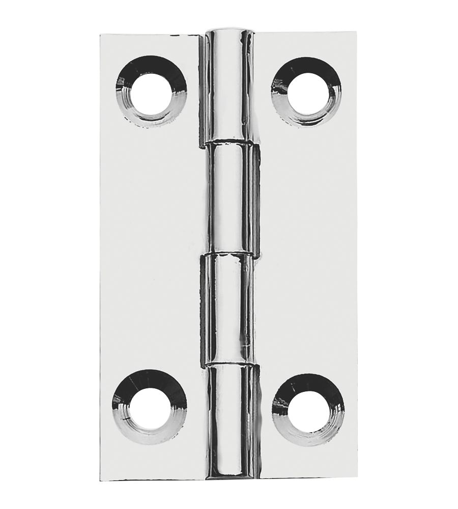 Image of Polished Chrome Solid Drawn Butt Hinges 38mm x 22mm 2 Pack 
