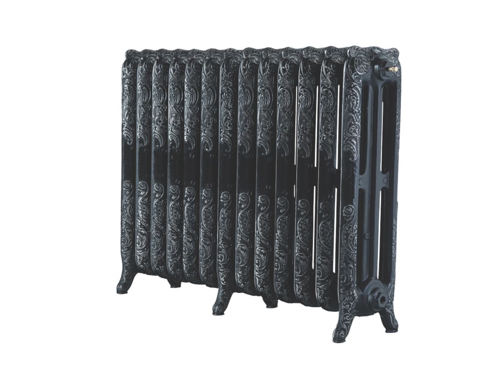 Image of Arroll Montmartre 3-Column Cast Iron Radiator 760mm x 1074mm Black / Silver 6387BTU 