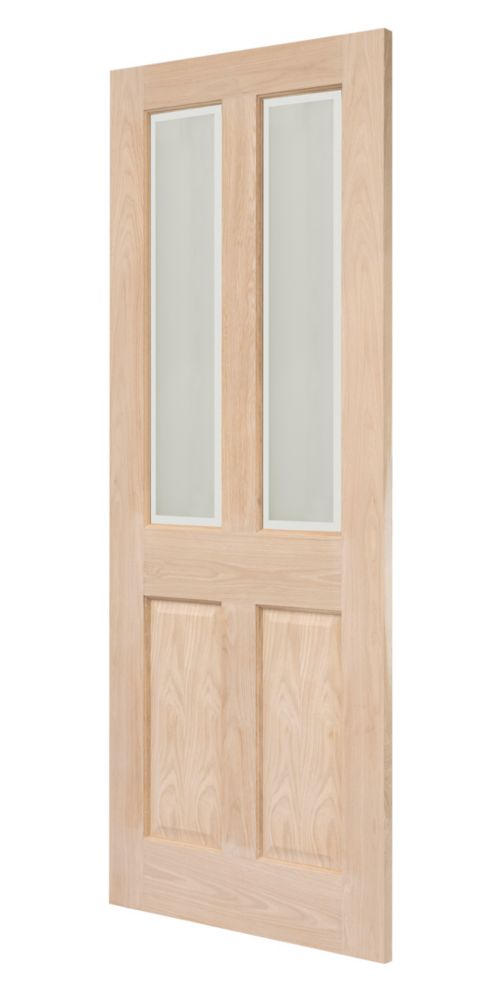 Image of Victorian 2-Clear Light Unfinished Oak Wooden 2-Panel Internal Door 2040mm x 726mm 