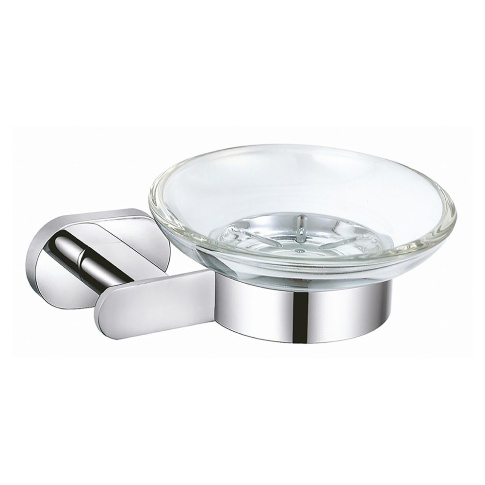 Image of Aqualux Sandown Glass Soap Holder Chrome 