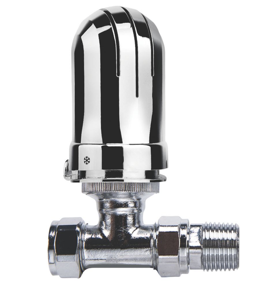 Image of Flomasta Chrome Straight Thermostatic TRV 15mm x 1/2" 