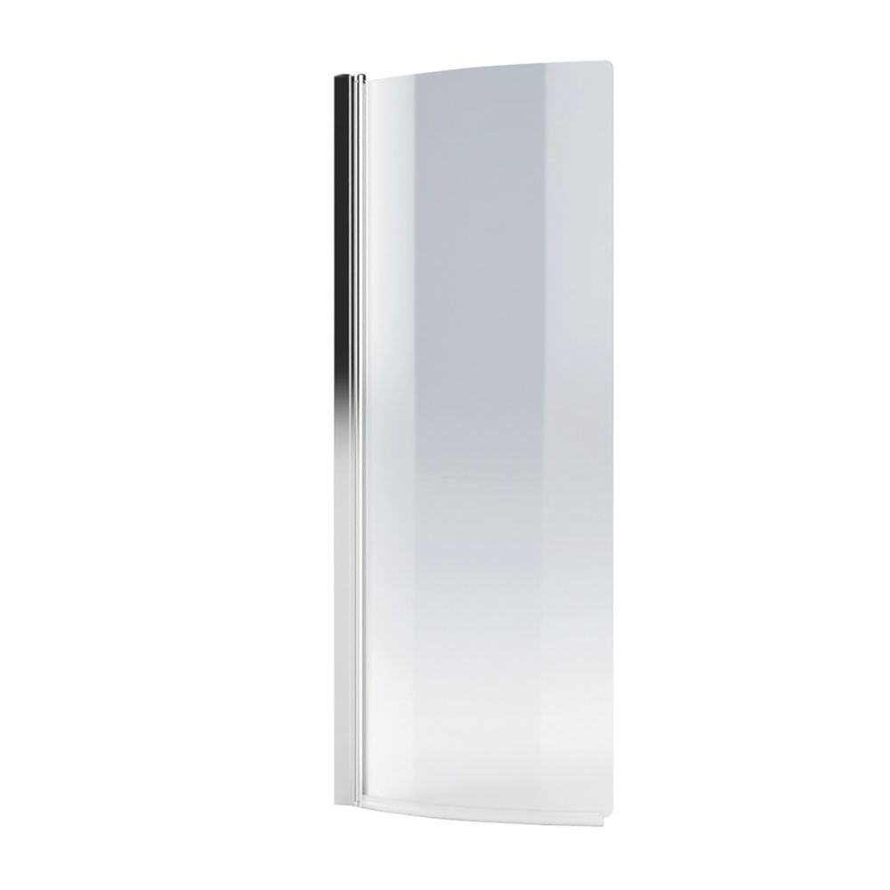 Image of Aqualux Shine Semi-Framed Silver Curved Bathscreen 1500mm x 720mm 