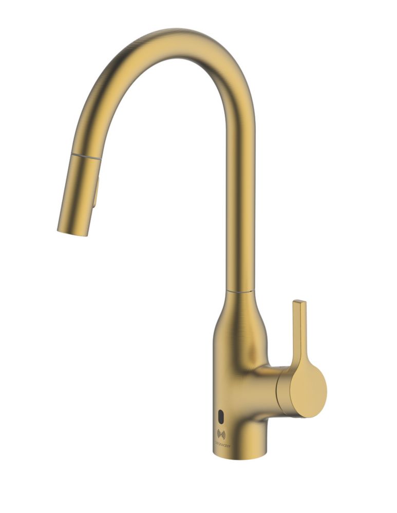 Image of Clearwater Amelio AML10BB Battery-Powered Sensor Tap with Twin Spray Pull-Out Brushed Brass PVD 