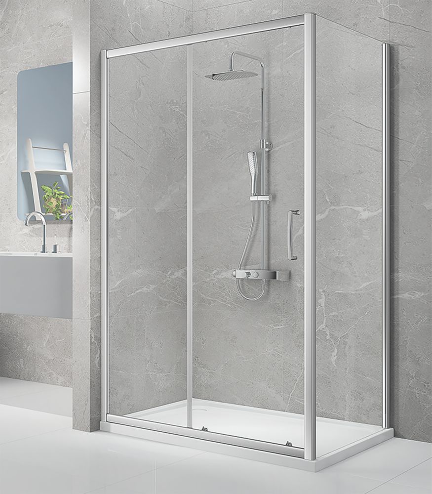 Image of Triton Neo Eight Framed Rectangular Sliding Door Shower Enclosure Reversible Chrome 1200mm x 760mm x 1900mm 