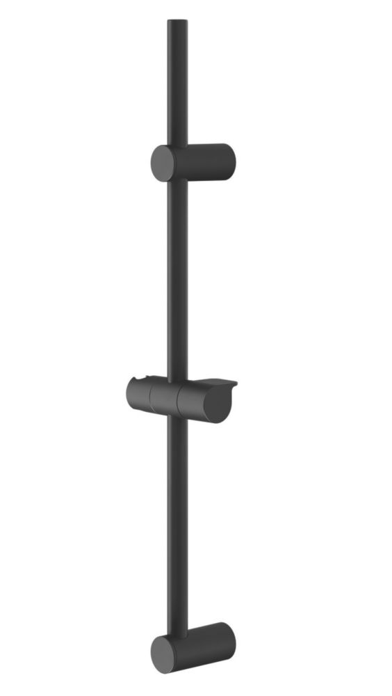 Image of Swirl Round Shower Riser Rail ABS Matt Black 680mm 