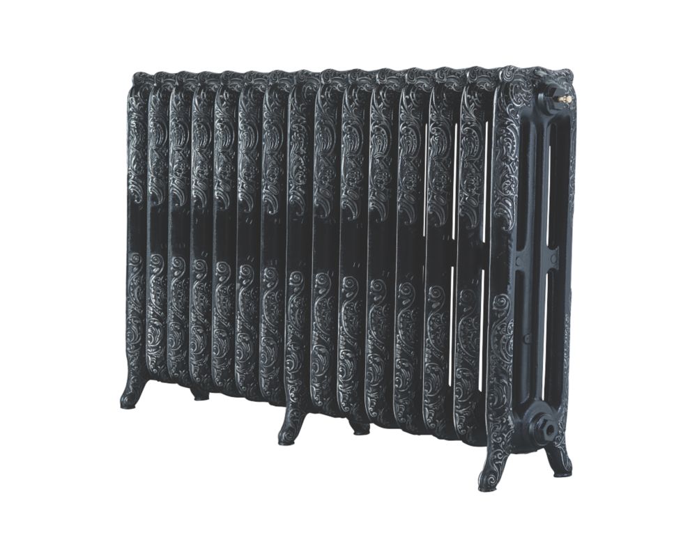 Image of Arroll Montmartre 3-Column Cast Iron Radiator 760mm x 1234mm Black / Silver 7370BTU 