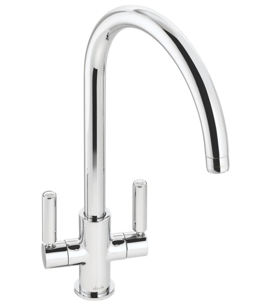 Image of Abode Globe Swan Dual-Lever Mono Mixer Kitchen Tap Chrome 