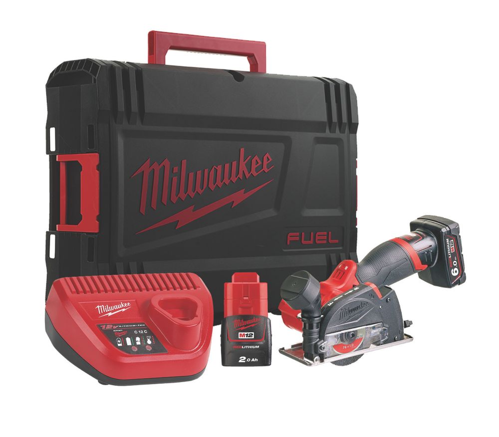 Image of Milwaukee M12FCOT-622X 76mm 12V 2 x 2.0 / 6.0Ah Li-Ion RedLithium Brushless Cordless Cut Off Tool 