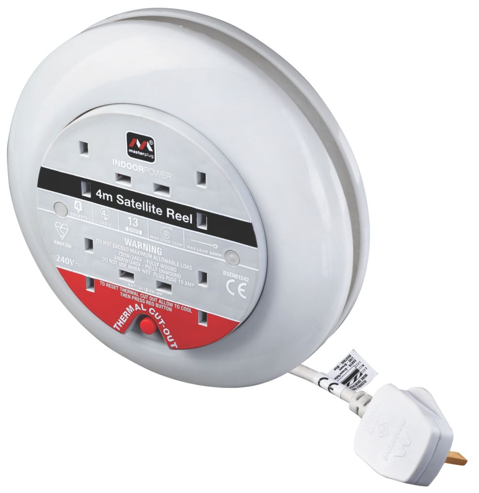Image of Masterplug SATT0413/4W-XD 13A 4-Gang 4m Cassette Reel 240V 