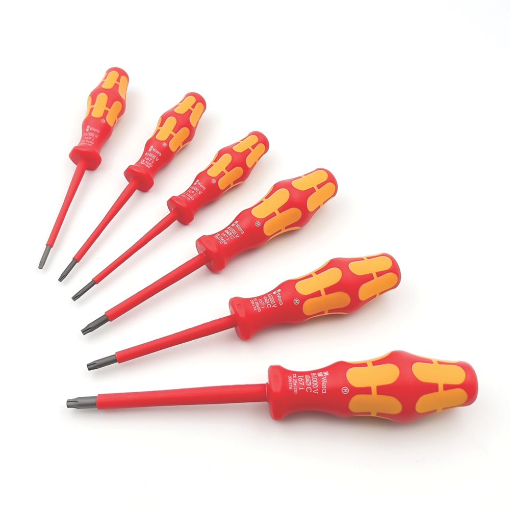 Image of Wera 167 i/6 Kraftform Plus Series 100 TX VDE Insulated VDE Screwdriver Set 6 Pieces 