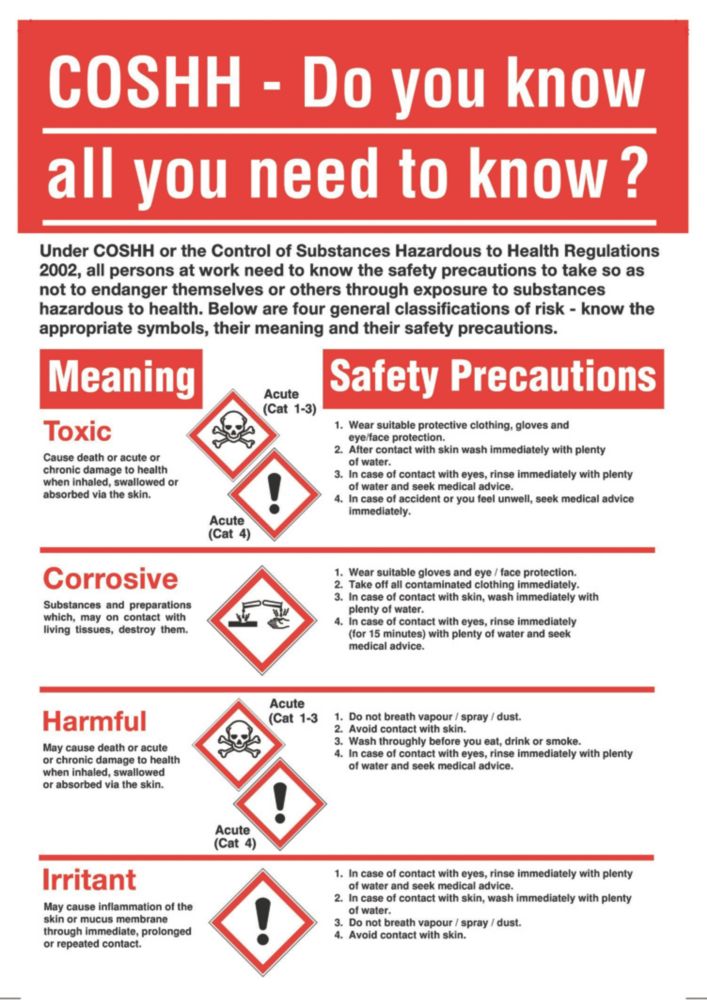 Image of COSHH Safety Poster 600mm x 420mm 