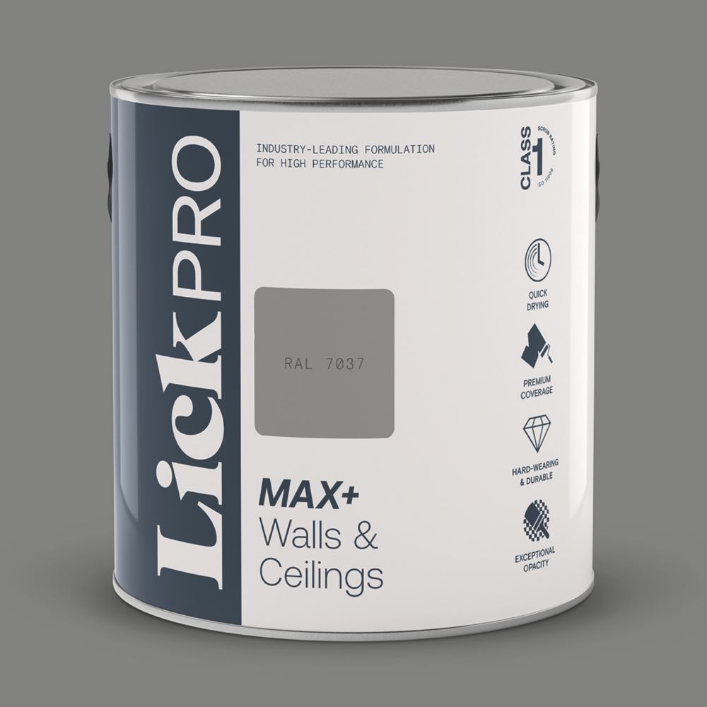 Image of LickPro Matt Grey RAL 7037 Emulsion Paint 2.5Ltr 