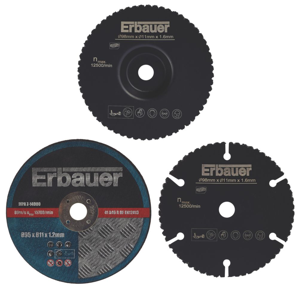 Image of Erbauer Wood/Metal/Plastic Mini Saw Blade Set 11mm Bore 3 Piece Set 