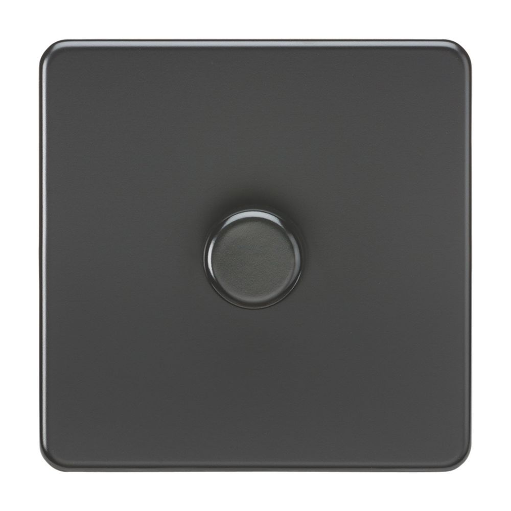 Image of Knightsbridge 1-Gang 2-Way LED Dimmer Switch Matt Black 