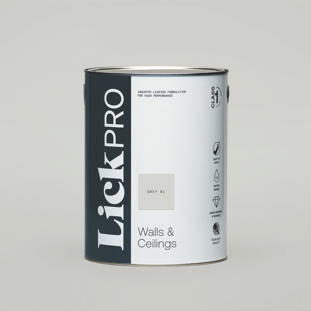 Image of LickPro Eggshell Grey 01 Emulsion Paint 5Ltr 