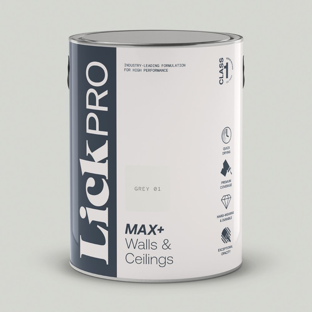 Image of LickPro Eggshell Grey 01 Emulsion Paint 5Ltr 