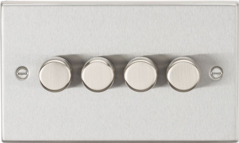 Image of Knightsbridge 4-Gang 2-Way LED Dimmer Switch Brushed Chrome 